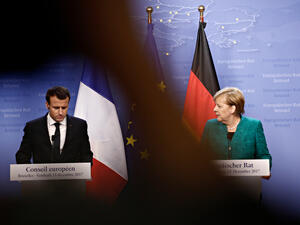 Angela Merkel, Chancellor of Germany on joint press conference with Emmanuel Macron, French President in Brussels (Shutterstock/File Photo)