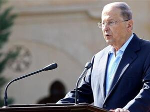 Lebanese President Michel Aoun delivers a speech during a rally celebrating his election at the presidential palace in Beirut, Lebanon. (AFP/File)