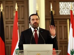 Lebanese Prime Minister Saad Hariri speaks during a press conference with the German Chancellor at his office in the capital Beirut on June 22, 2018 during her official visit to Lebanon. (AFP/ File)