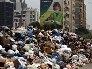 A street in Beirut, Lebanon full of garbage. (AFP / Patrick Baz)