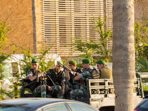 Lebanese soldiers on a jeep in the center of Beirut. (Shutterstock/ File Photo)