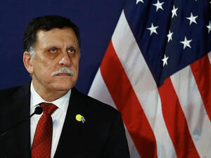 Fayez Sarraj addresses a press conference on May 16, 2016 in Vienna, Austria. (AFP/Leonhard Foeger) 