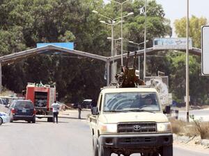 Libyan security patrol on August 23, 2018 near the site of an attack on a checkpoint in the city of Zliten. (AFP)