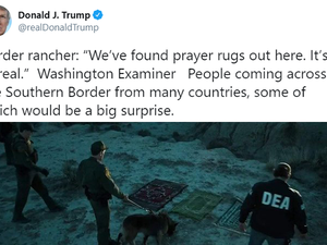 (Trump's tweet/A screenshot taken from Hollywood’s movie “Sicario 2: Day of the Soldado”)