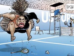 The Herald Sun has defended Mark Knight's cartoon of Serena Williams at the US Open, saying it has 'nothing to do with race (Twitter)