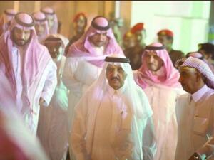 Prince Ahmad bin Abdel Aziz [middle] after arriving to Riyadh on Tuesday evening and MBS [left] walking behind him. (Socialmedia)