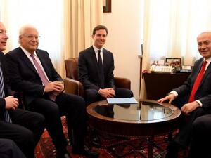 (From L) Trump's special envoy Jason Greenblatt, US Ambassador to Israel David Friedman and Jared Kushner with Israeli Prime Minister Benjamin Netanyahu in June 21, 2017, (Matty Stern/US Embassy Tel Aviv)