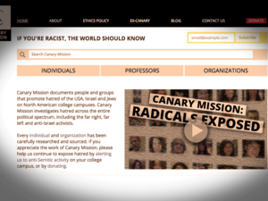 The Canary Mission contains the names of more than 2,000 activists believed to have criticized Israel.