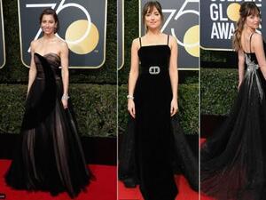 مجموعة من النجمات العالميات في حفل الجولدن غلوب بفساتين مخملية سوداء 