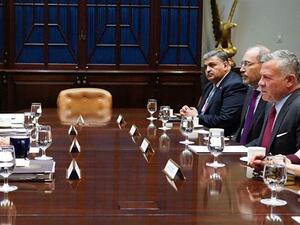 King Abdullah meets with US Vice President Mike Pence in Washington on Monday (Photo courtesy of Royal Court)
