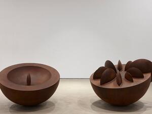 "Atomic Love," rusted corten steel. (Photo courtesy of Saleh Barakat Gallery)
