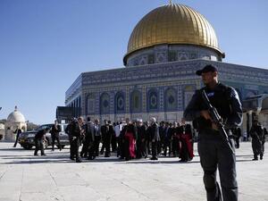 Israeli security forces at the Dome of the Rock in the al-Aqsa mosque compound, in Jerusalem. (AFP/ File Photo)