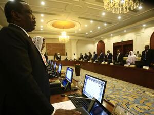 The new Sudanese ministers take the oath of office at the presidential palace in the capital of Khartoum on September 15 2018. (AFP/ File)