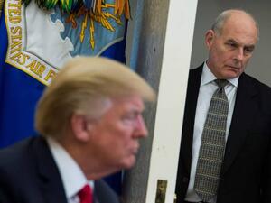 White House chief of staff John Kelly looks on as U.S. President Donald Trump as he set to leave office at the end of this year. (AFP/File)