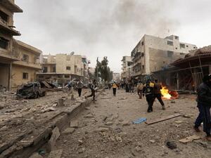 Recent air strike on city of Maaret al-Numan in Syria's rebel-held Idlib province (AFP)