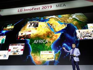 Mr. James Lee, President of LG MEA delivering speech at InnoFest 2019