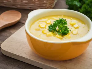 طبق شوربة الذّرة بالكريمة من أسهل وأبسط الأطباق، ولا يأخذ إعداده وقتاً طويلاً 