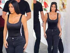 ارتدت كيم في Cinco de Mayo توب مثيرًا وجينز أسود ضيق