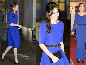 استوحي إطلالتك الشتوية الزرقاء من الملكة رانيا وكيت ميدلتون 