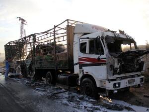 The UN said at 18 trucks in the 31-vehicle humanitarian aid convoy were destroyed. (AFP/File)