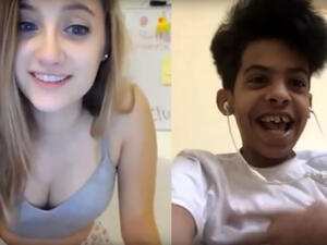Abu Sin and the Californian girl neither spoke the other's language. He did not understand English and she Arabic and this led to some comic moments for those watching the video. (YouTube)
