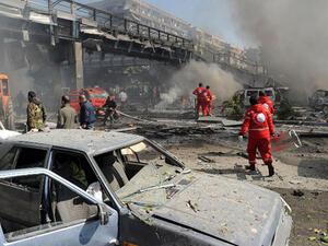 The aftermath of a powerful car bomb explosion near the headquarters of Syria's ruling Baath party. (AFP/File)