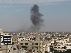 Smoke rises following an Israeli air strike in Rafah, in the southern Gaza Strip. (AFP/File)