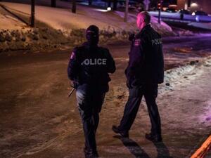 Canadian police officers patrol after a shooting in a mosque at the Québec City Islamic cultural center. (AFP/File)