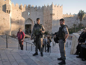 Border Police at the Damascus Gate, Jerusalem. (AFP/File)