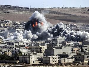 Smoke and flames billow following an explosion in the Syrian town of Kobani, October 22. (AFP/File)