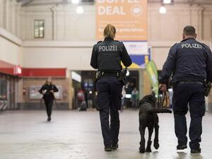 Illustrative: Police officers patrol at a train station in Chemnitz, eastern Germany. (AFP/File)