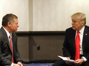 Jordan's King Abdullah meets US President Donald Trump in Washington. (AFP/Yousef Allan)