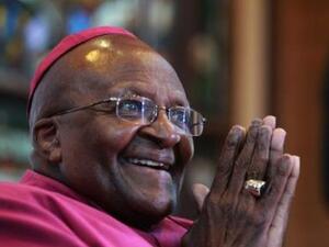 Nobel Peace Laureate Archbishop Desmond Tutu during a press conference in Cape Town on April 23rd. (AFP/File)