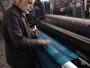 Located on the outskirts of the city, Hebron, Hirbawi is the last remaining factory in the country to make the keffiyeh. (CSMonitor)