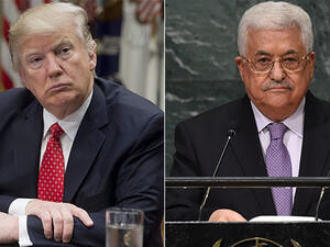 US President Donald Trump and Palestinian Authority President Mahmoud Abbas (AFP)