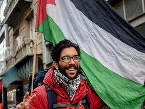 Activist Benjamin Ladraa walked from Sweden to Palestine to raise awareness on human rights violations. (Twitter)