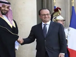 ولي ولي العهد السعودي وزير الدفاع الأمير محمد بن سلمان مع الرئيس الفرنسي أولاند