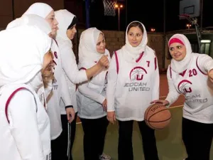 Members of the 2009 Saudi women's basketball team Jeddah United. (AFP/Omar Salem)