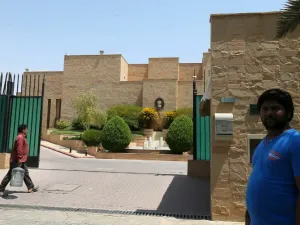 A picture shows the Indian embassy in the Saudi capital Riyadh on August 2, 2016. New Delhi was working to feed more than 10,000 Indian labourers stranded in the Gulf with no wages after losing their jobs, in what Foreign Minister Sushma Swaraj called a "food crisis". (AFP/Stringer)