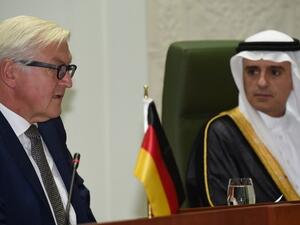 Saudi Arabia and Germany's ministers of foreign affairs speak during an October press conference in Riyadh (AFP/File)
