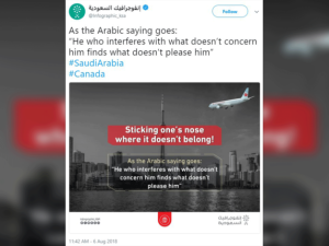 An image was posted by a Saudi verified account following the Saudi-Canada flare on Monday. (Twitter)