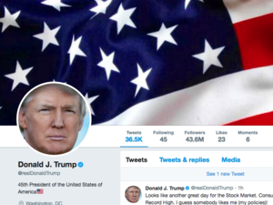 President Donald Trump's Twitter page