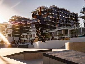Skater competes at Frame Skate Jam in DAMAC Hills.