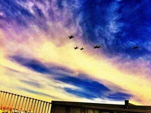 (Picture courtesy of My Shotzz): Is it a bird, is it a plane, is it an impressive Air Force parade for Jordan's Independence Day?