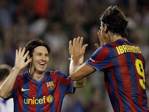 صورة أرشيفية لإبراهيموفيتش وميسي