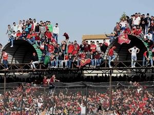 Nejmeh and Ansar fans crowd the stadium during a football match in Tyre. (Photo: Wurud Skaff)
