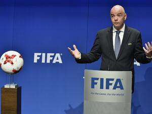 International Federation of Association Football (FIFA) President Gianni Infantino gestures while speaking during a press briefing closing a meeting of the FIFA executive council on January 10, 2017 at FIFA headquarters in Zurich.
FIFA's ruling council on January 10, 2017 unanimously approved an expansion of the World Cup from 32 to 48 teams in 2026.

Michael BUHOLZER / AFP