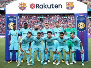 فريق برشلونة الذي خاض الشوط الأول من اللقاء