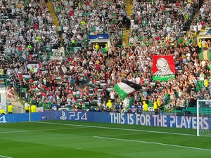Celtic fans wave Palestinians flags when their team played an Israeli side last Wednesday in Glasgow