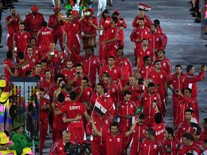 Members of the Egypt delegation parade during the opening ceremony of the Rio 2016 Olympic Games at the Maracana stadium in Rio de Janeiro on August 5, 2016.
PEDRO UGARTE / AFP